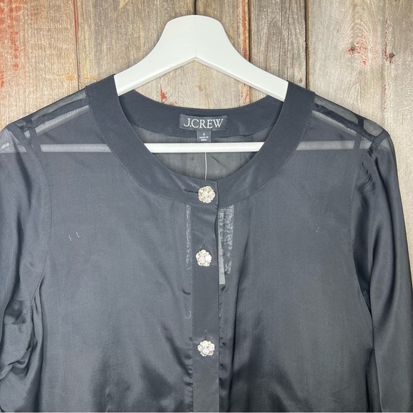 J. Crew Black Blouse with White Button Accents - Picture 4 of 13